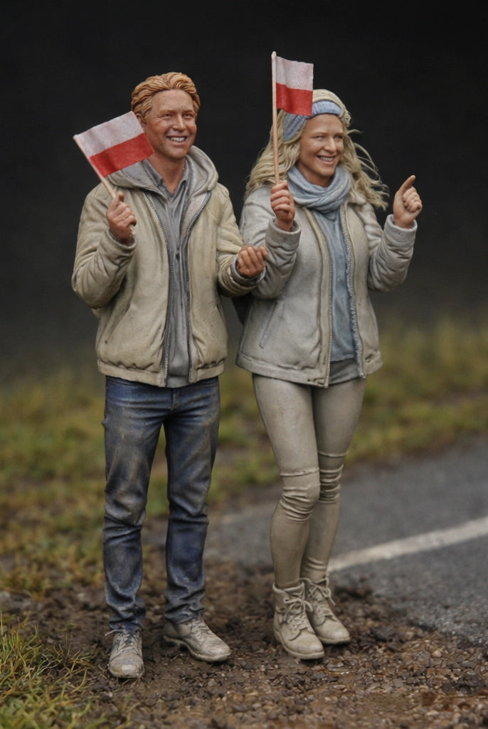 Patriotic Rally Duo Two Pack | Grey Resin Diorama Figurine