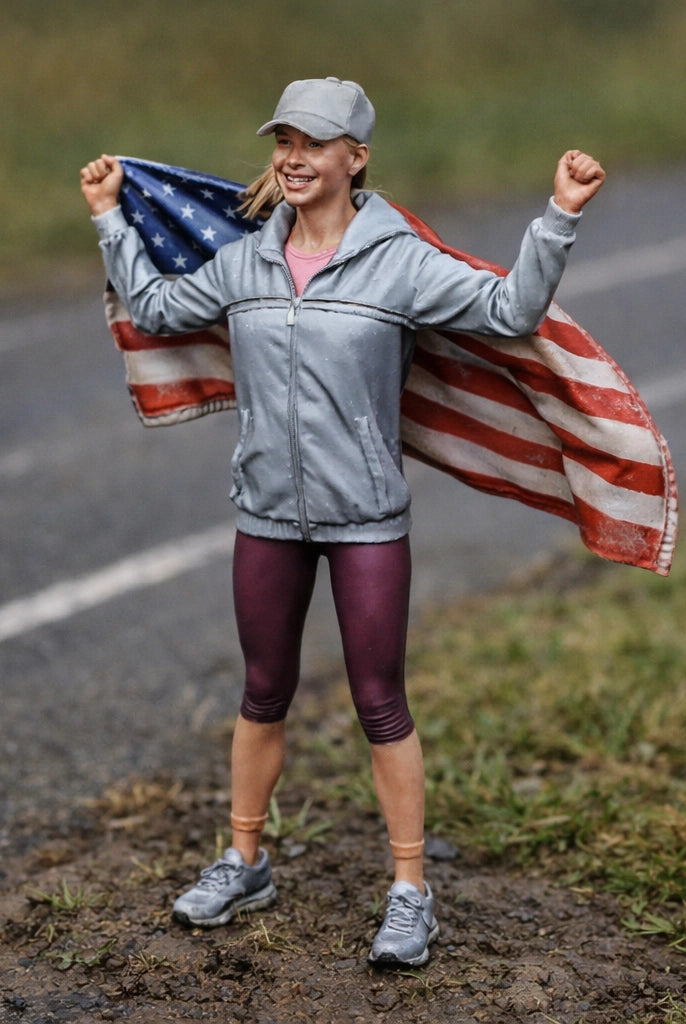 Flag-Bearer Fan | Grey Resin Diorama Figurine