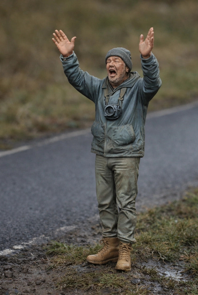 Die-Hard Rally Fan | Grey Resin Diorama Figurine