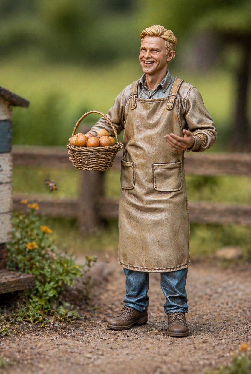 The Rural Apiarist | Grey Resin Farm Diorama Figurine