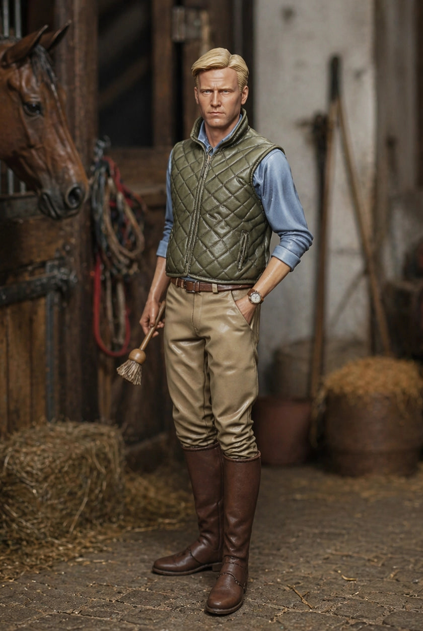The Equestrian Trainer | Grey Resin Farm Diorama Figurine