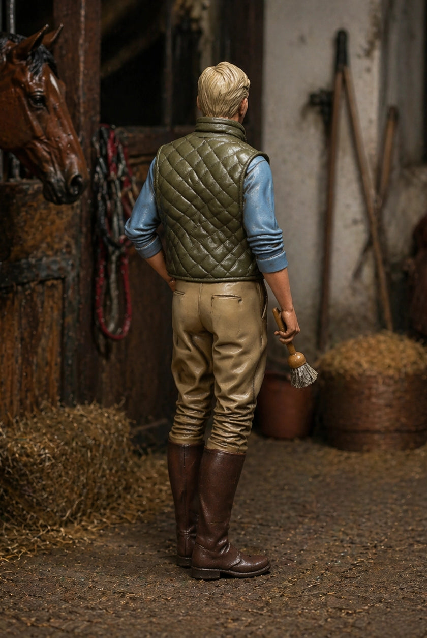 The Equestrian Trainer | Grey Resin Farm Diorama Figurine