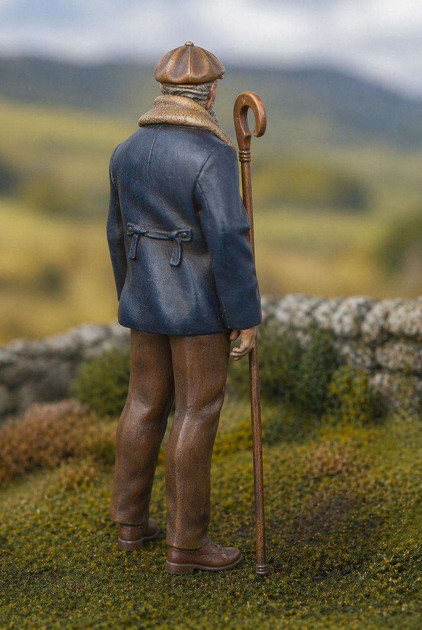 The Highland Shepherd | Grey Resin Farm Diorama Figurine