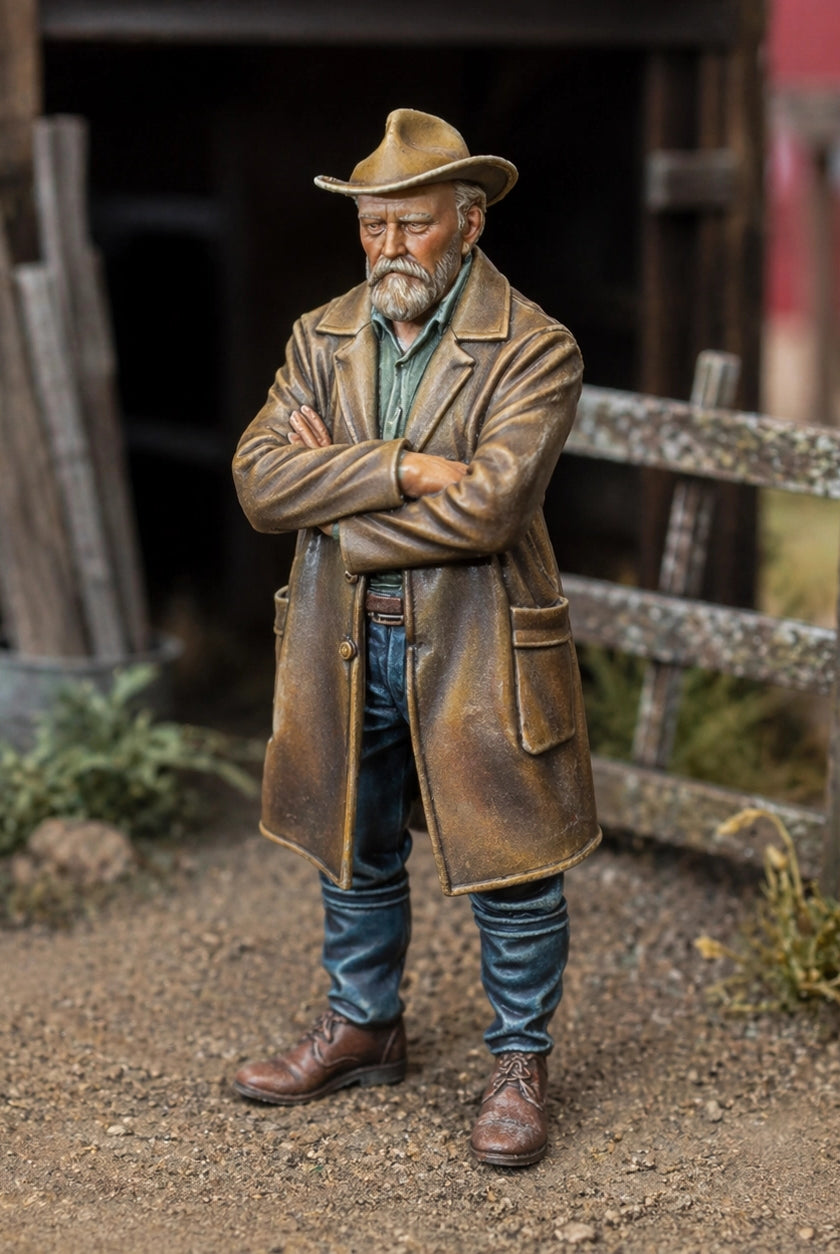 The Grit & Grace Farmer | Grey Resin Farm Diorama Figurine