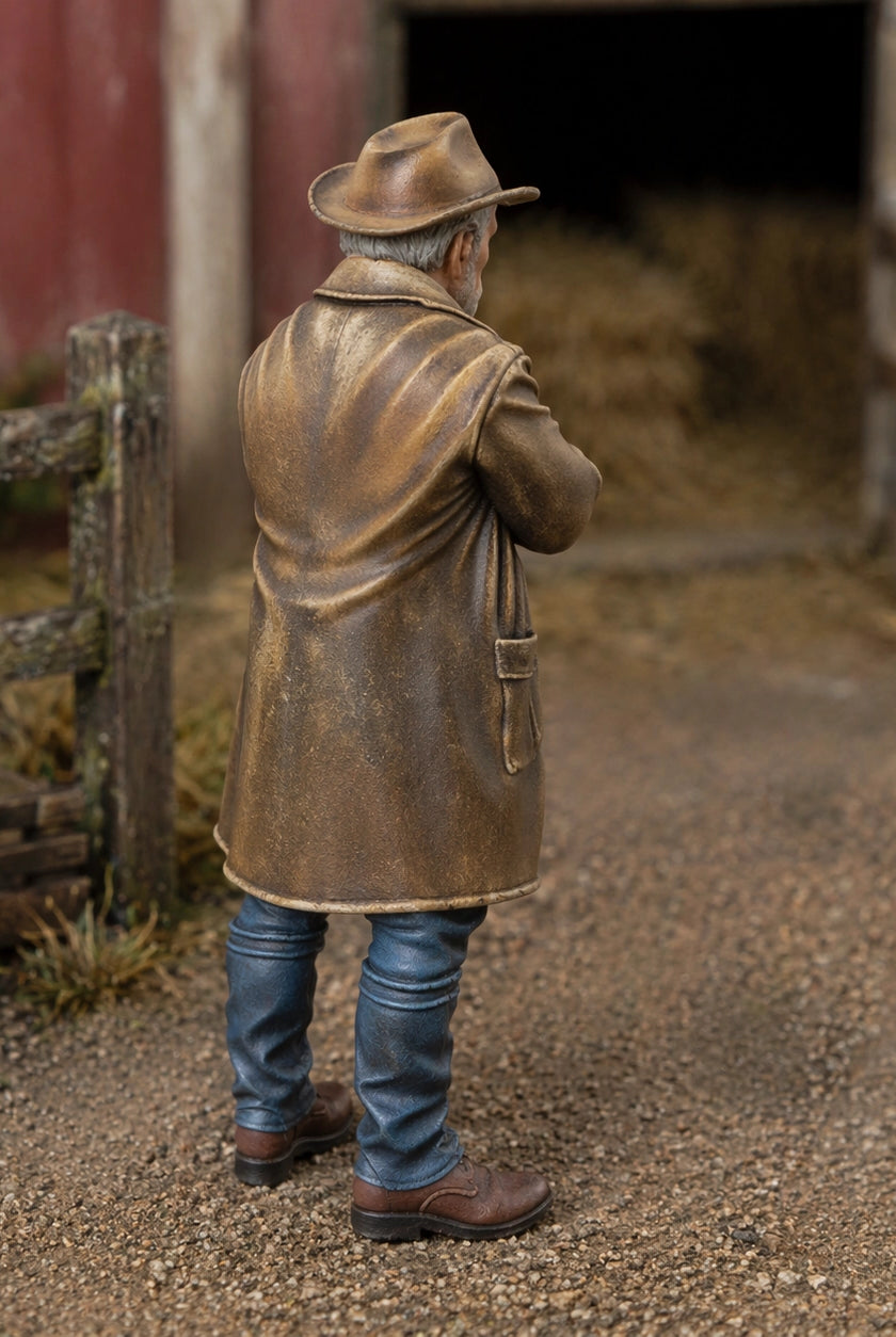 The Grit & Grace Farmer | Grey Resin Farm Diorama Figurine
