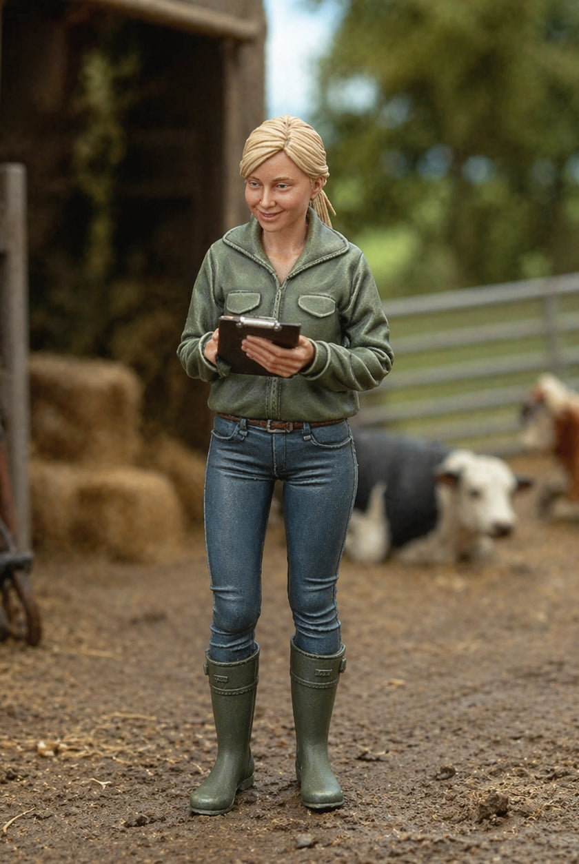 The Livestock Inspector | Grey Resin Farm Diorama Figurine