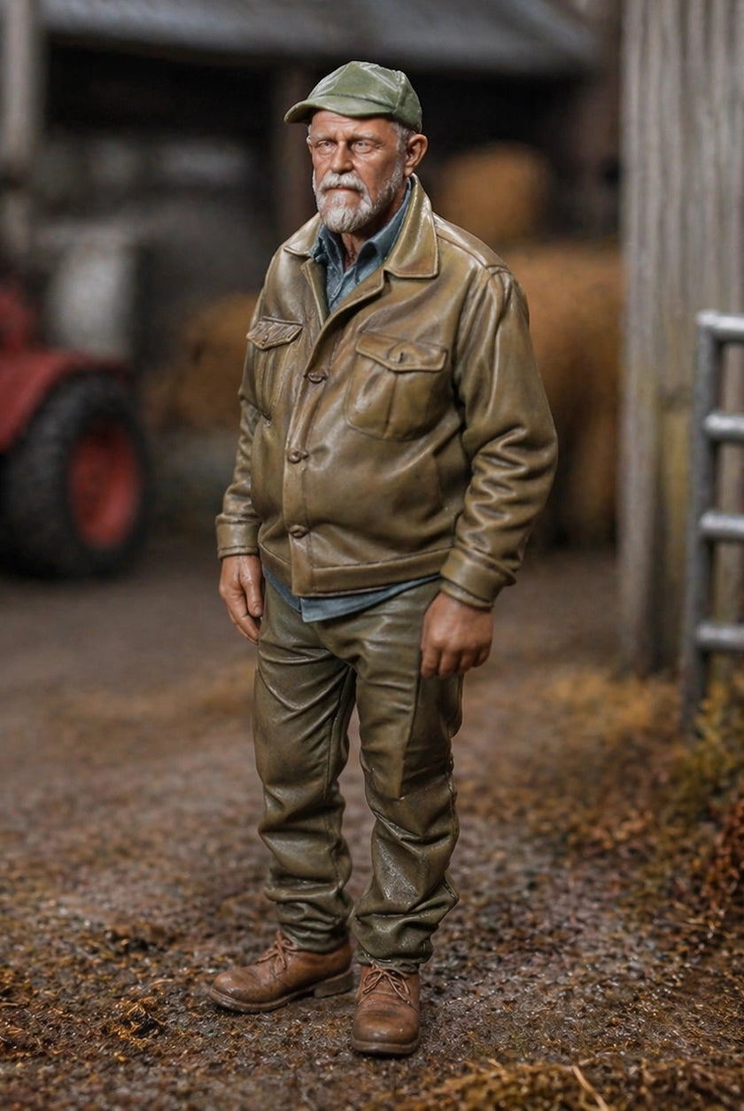 The Heritage Farmer | Grey Resin Farm Diorama Figurine