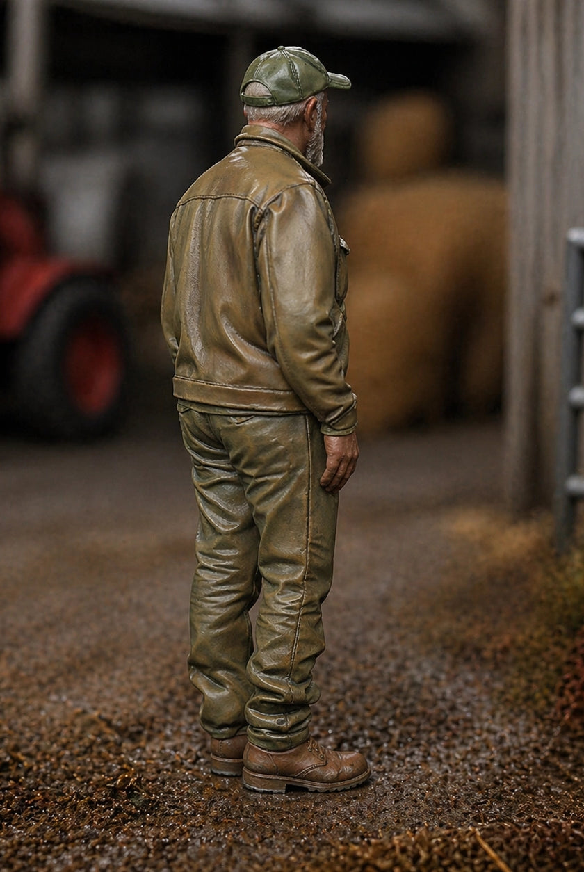 The Heritage Farmer | Grey Resin Farm Diorama Figurine
