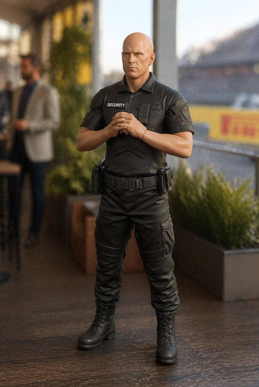 Paddock Security Detail | Grey Resin Slot Car Diorama Figurine
