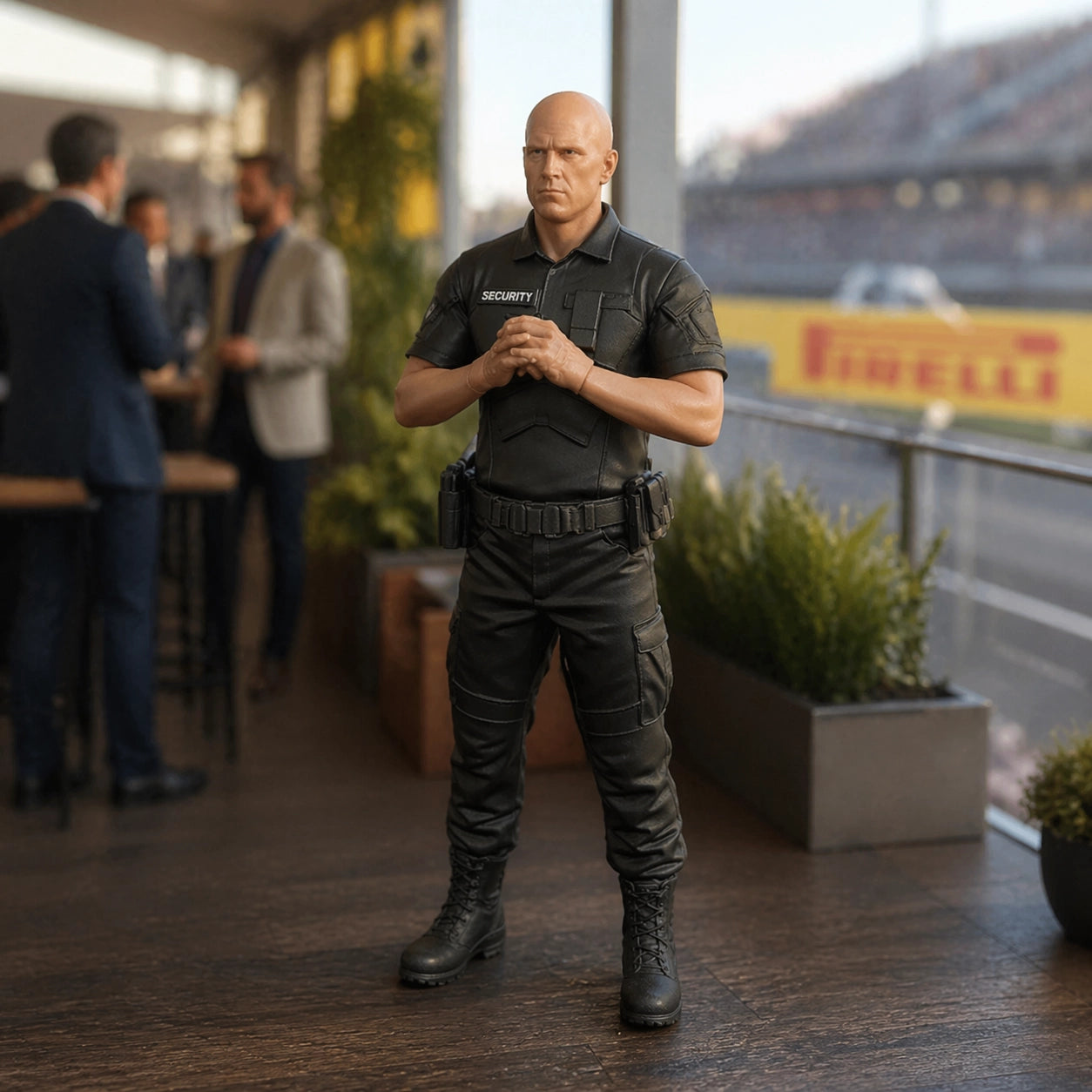 Paddock Security Detail | Grey Resin Slot Car Diorama Figurine