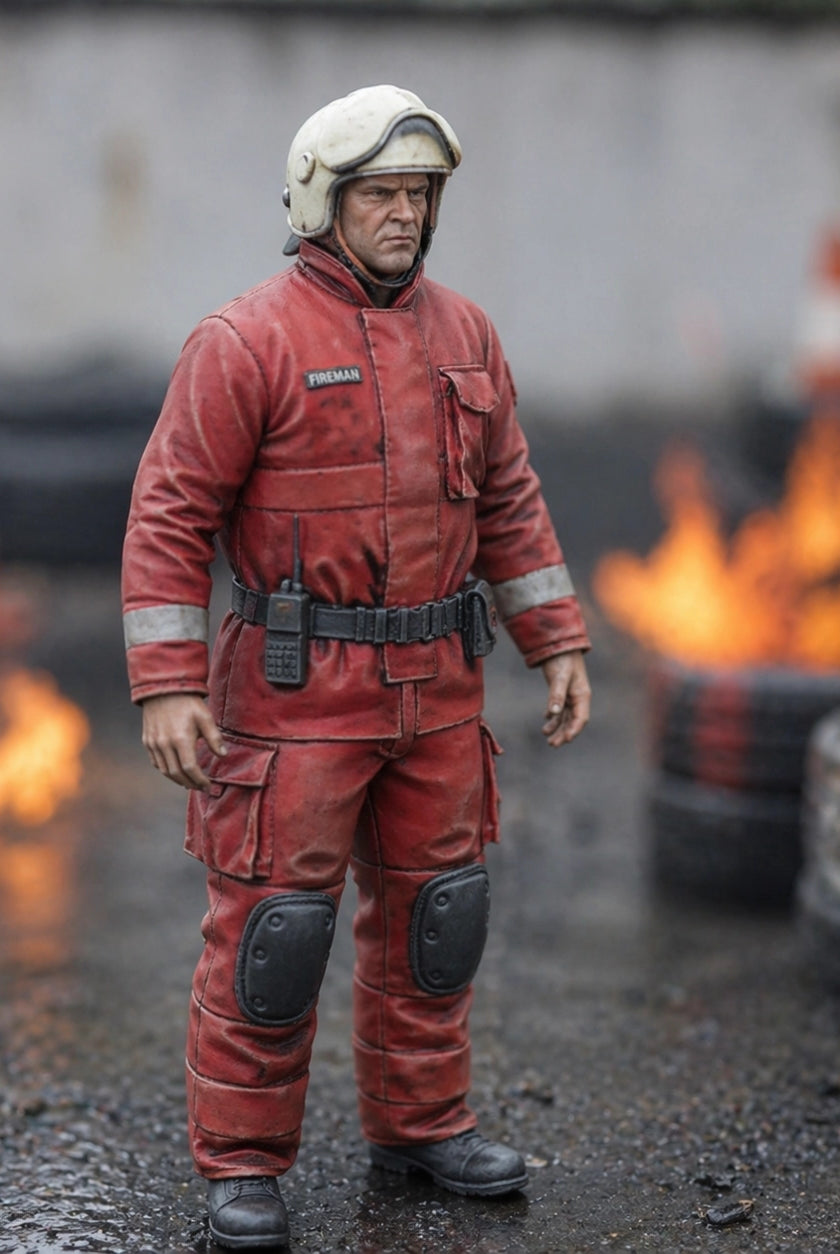The Circuit Fire Marshal | Grey Resin Slot Car Diorama Figurine