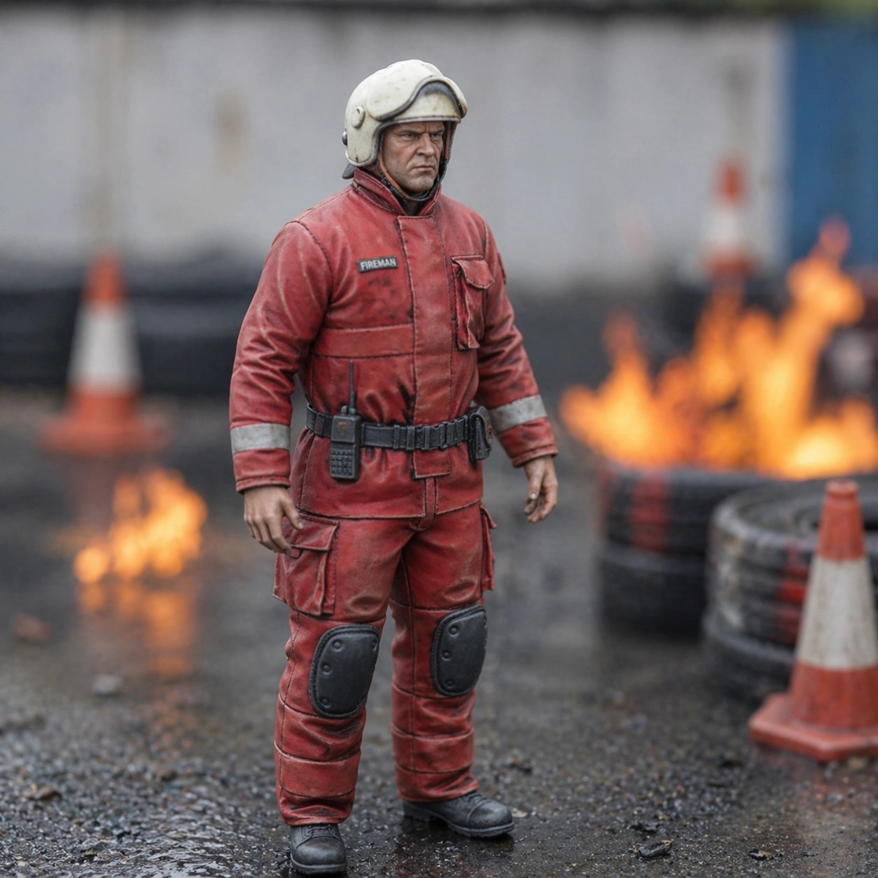 The Circuit Fire Marshal | Grey Resin Slot Car Diorama Figurine