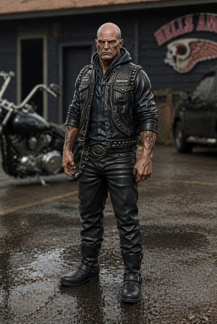 The Outlaw Biker | Grey Resin Diorama Figurine
