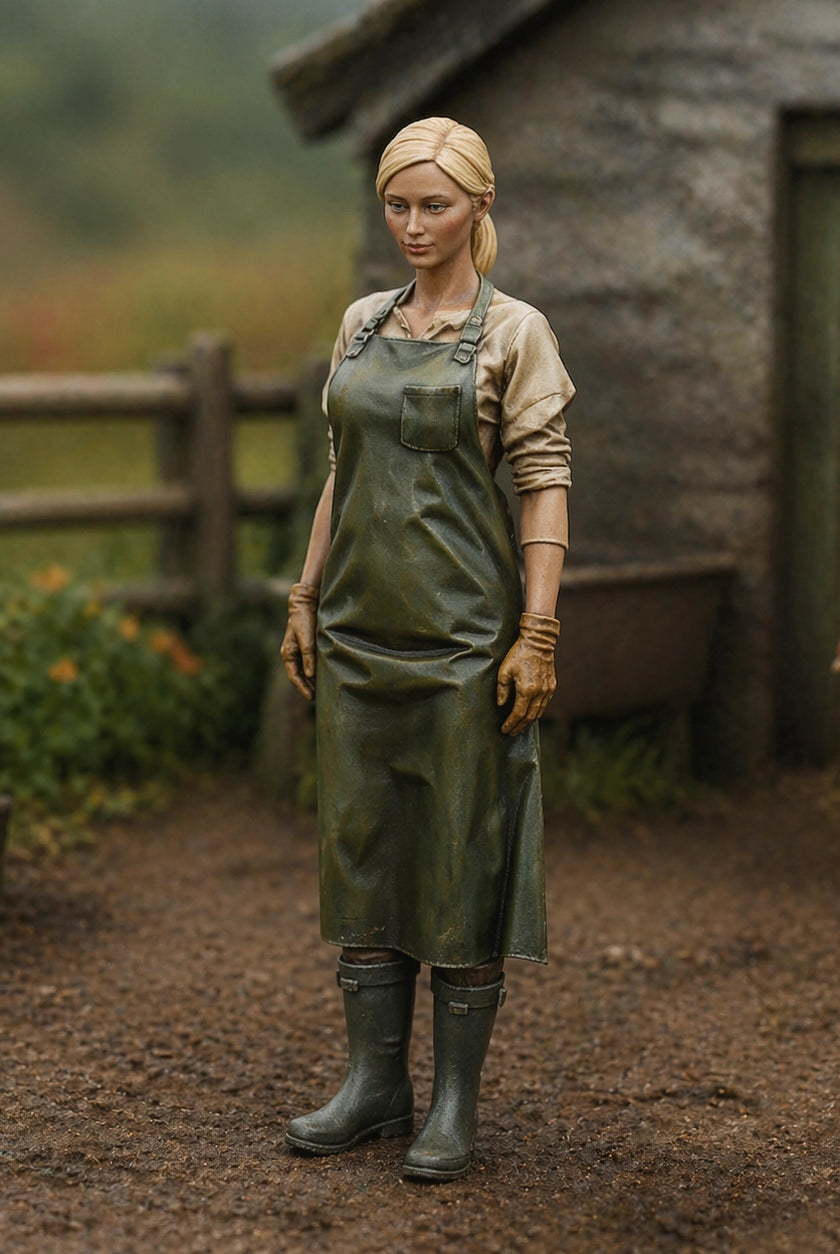 The Dairy Maid | Grey Resin Farm Diorama Figurine