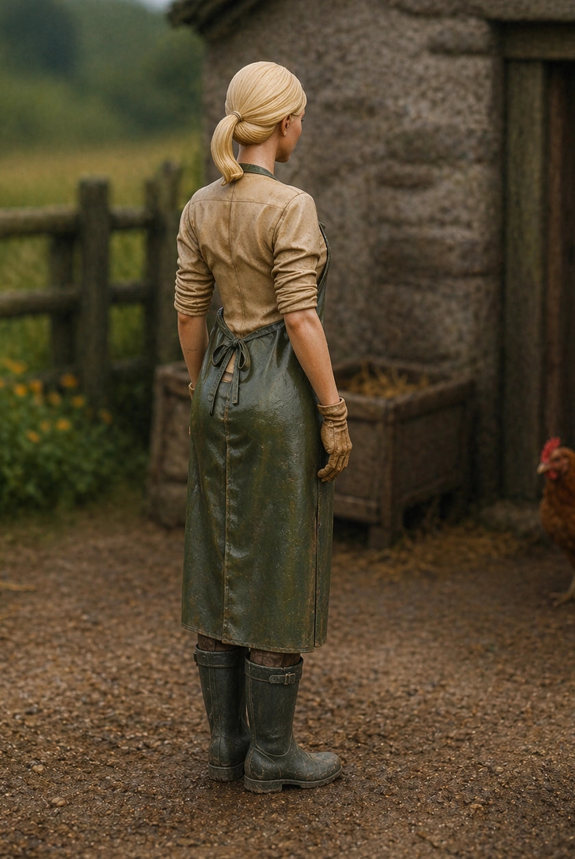 The Dairy Maid | Grey Resin Farm Diorama Figurine