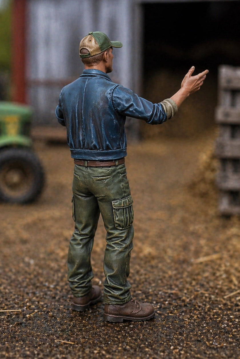 The Farm Hand | Grey Resin Farm Diorama Figurine