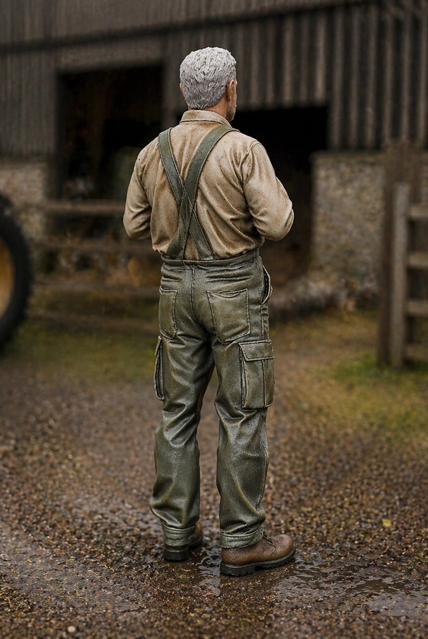 The Farm Manager’s Break | Grey Resin Farm Diorama Figurine