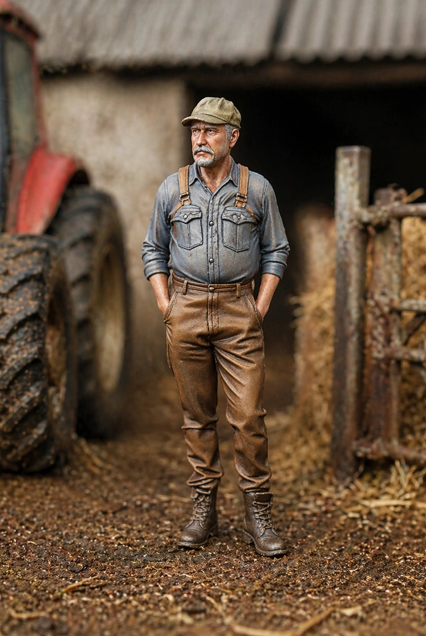 The Estate Foreman | Grey Resin Farm Diorama Figurine
