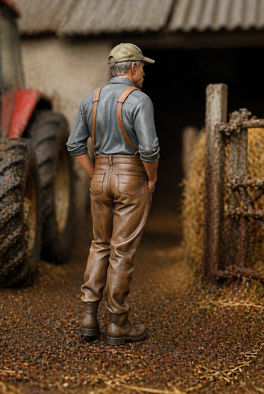 The Estate Foreman | Grey Resin Farm Diorama Figurine