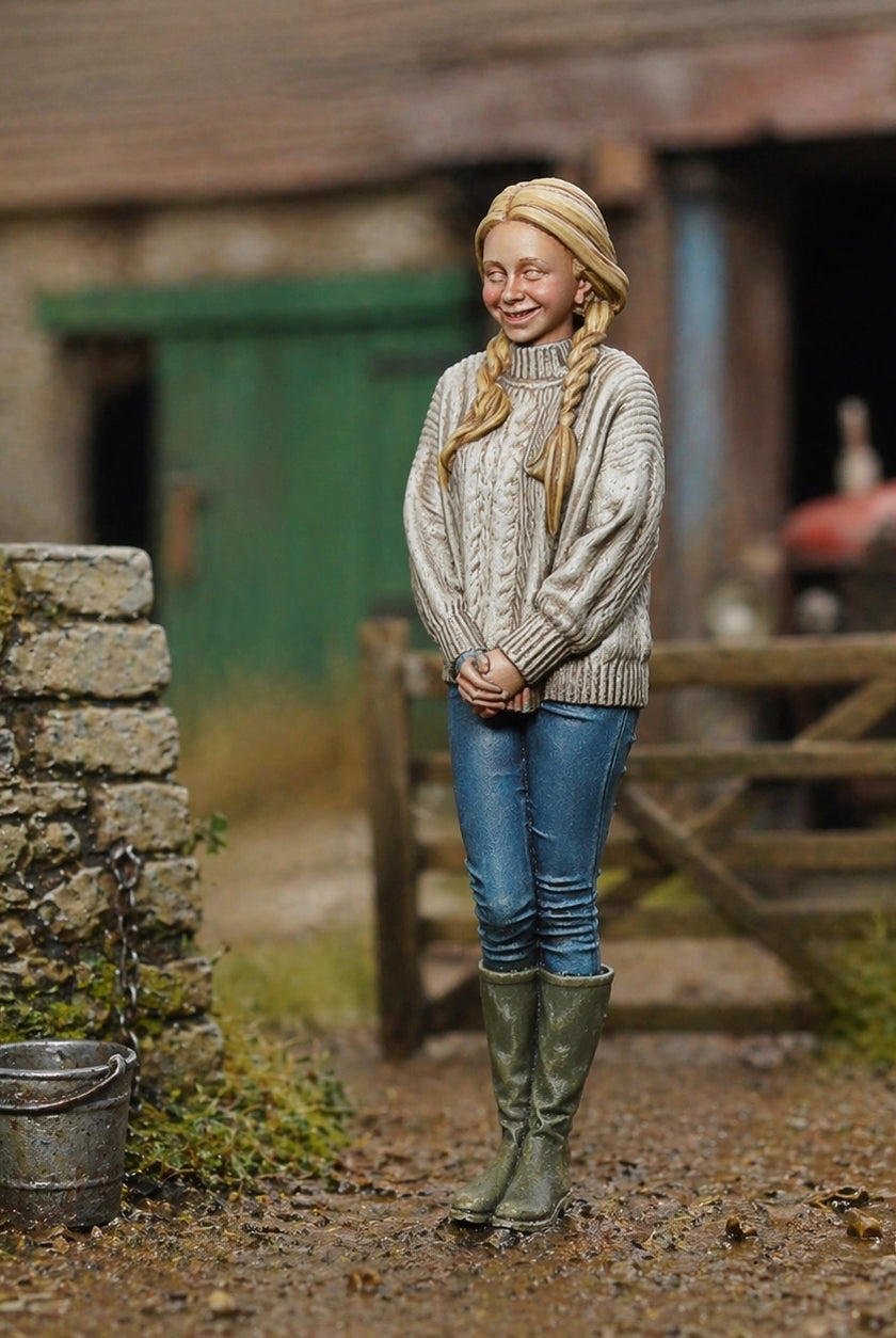 The Countryside Assistant | Grey Resin Farm Diorama Figurine