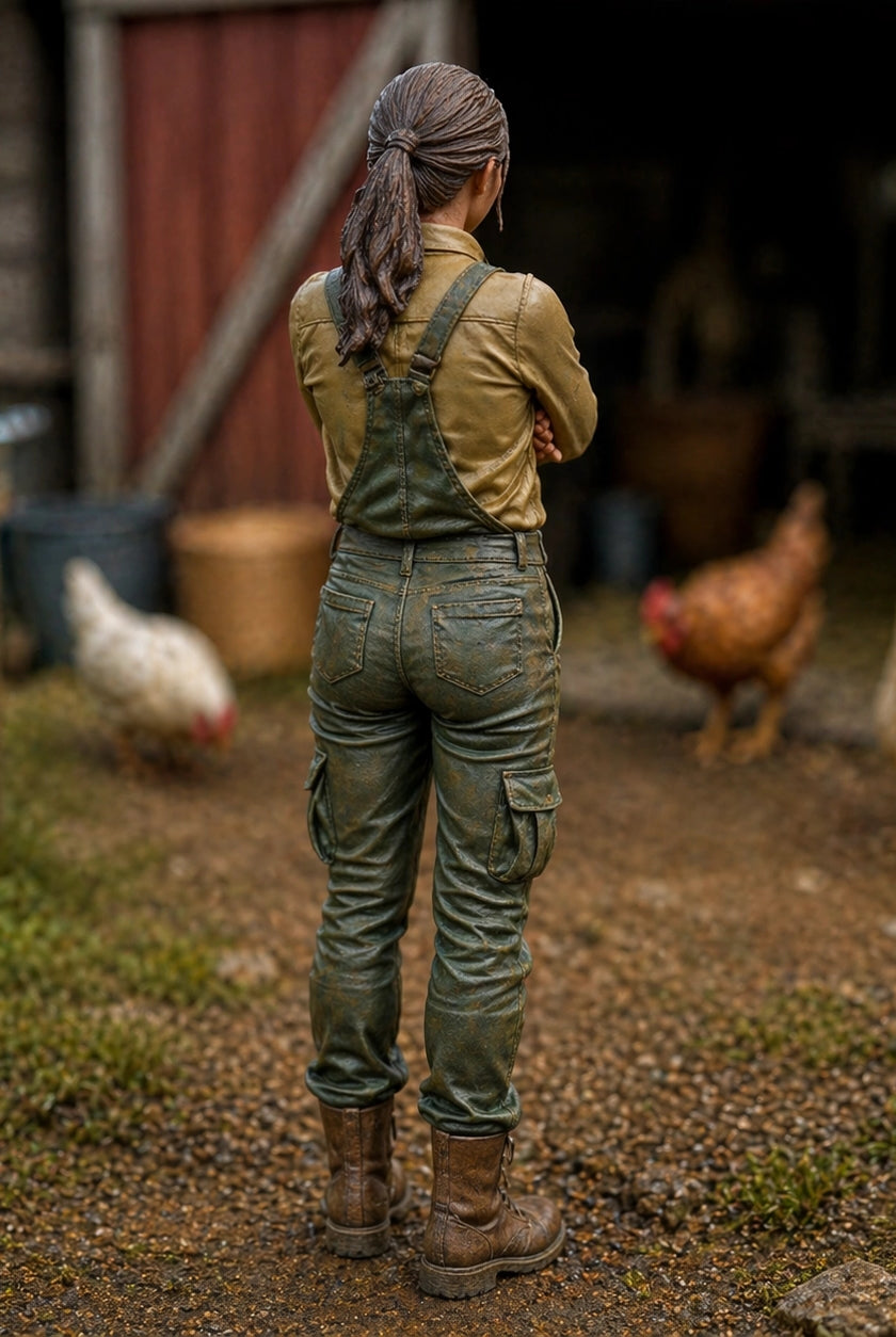 The Homestead Hand | Grey Resin Farm Diorama Figurine