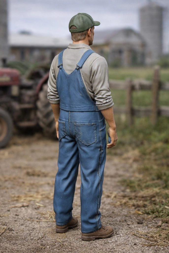 Heritage Farm Mechanic | Grey Resin Farm Diorama Figurine