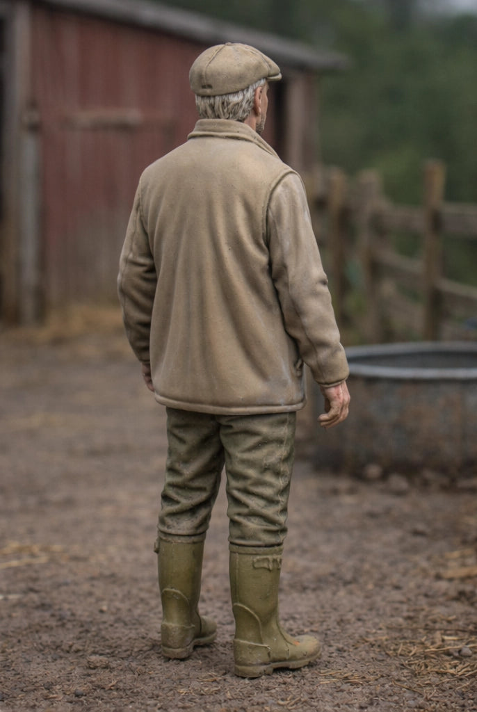 Veteran Farm Proprietor | Grey Resin Farm Diorama Figurine