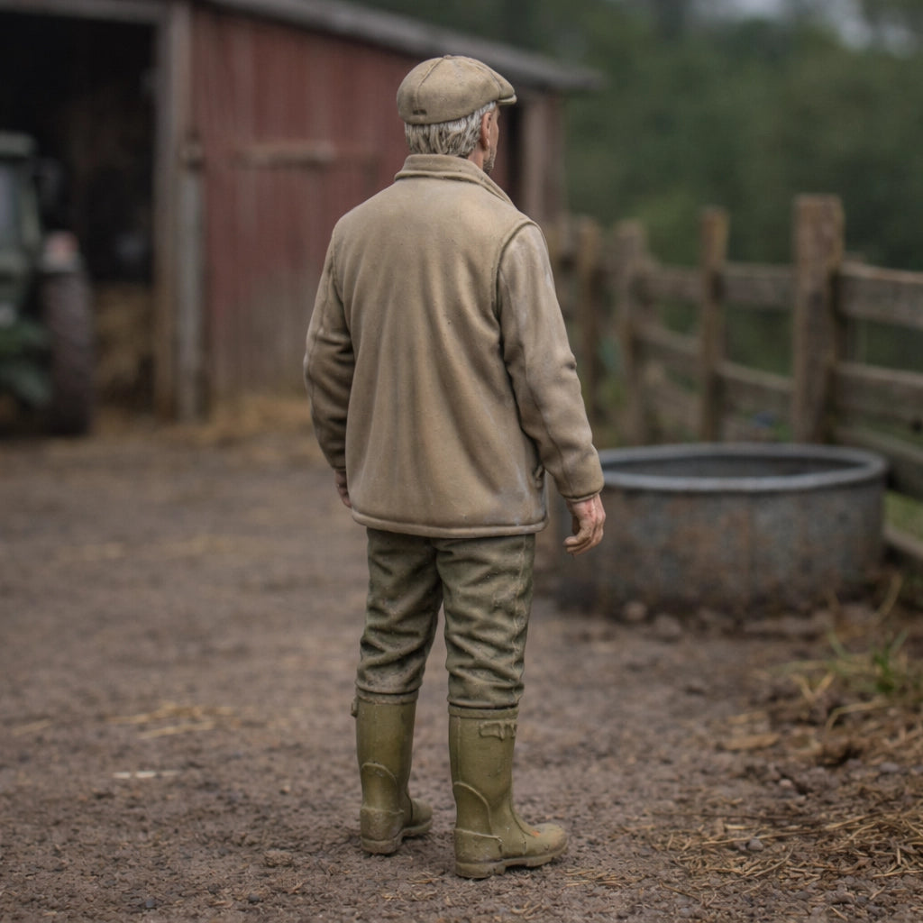 Veteran Farm Proprietor | Grey Resin Farm Diorama Figurine
