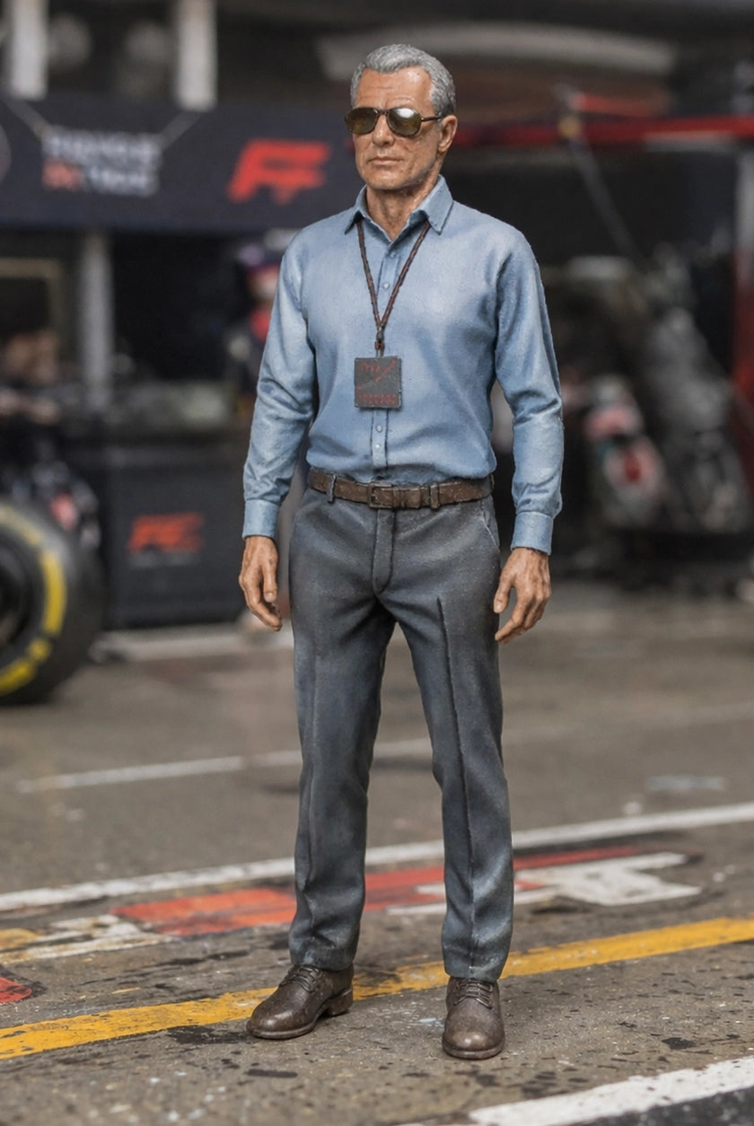 Race Team Owner | Grey Resin Slot Car Diorama Figurine