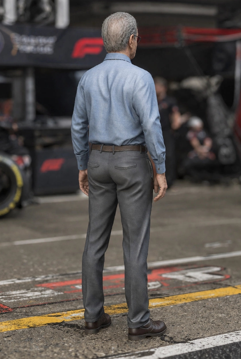 Race Team Owner | Grey Resin Slot Car Diorama Figurine