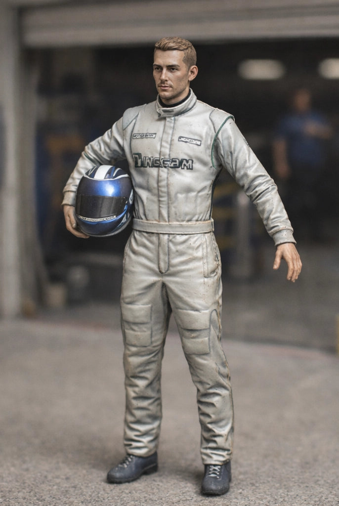 GT3 Championship Race Driver | Grey Resin Slot Car Diorama Figurine