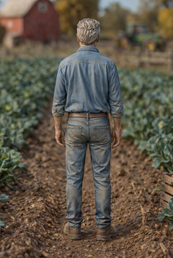 Market Garden Farmer | Grey Resin Farm Diorama Figurine