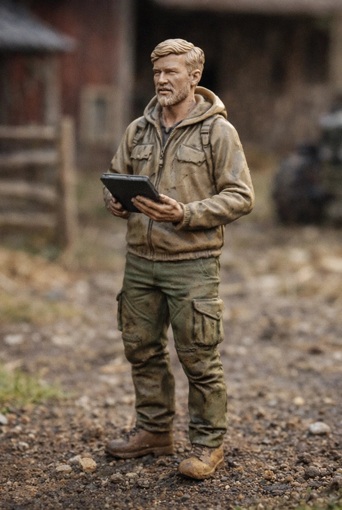 Modern Farm Manager | Grey Resin Farm Diorama Figurine