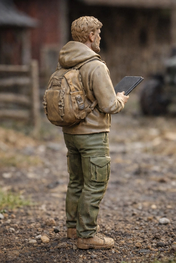 Modern Farm Manager | Grey Resin Farm Diorama Figurine