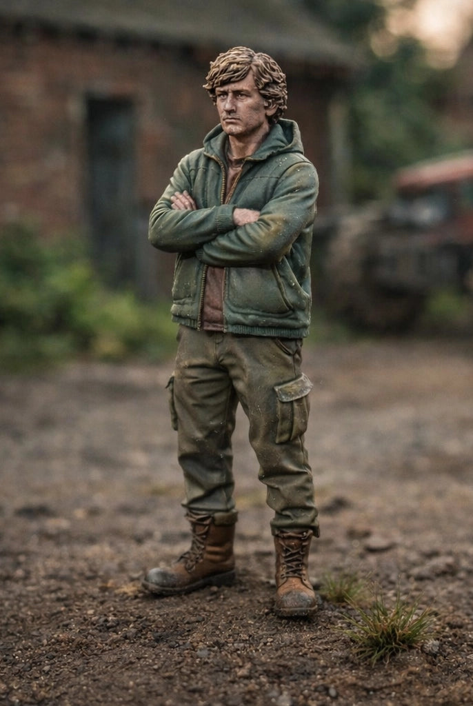Dedicated Farm Hand | Grey Resin Farm Diorama Figurine