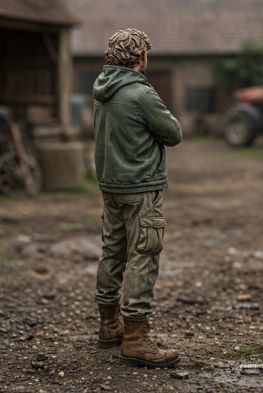 Dedicated Farm Hand | Grey Resin Farm Diorama Figurine