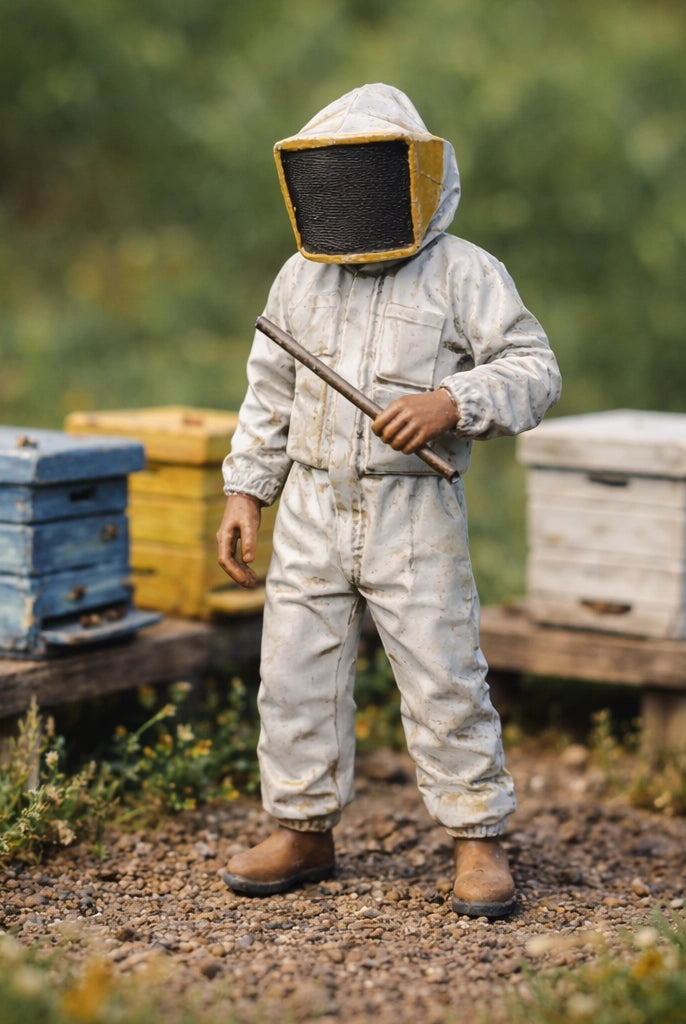 Apiary Beekeeper | Grey Resin Farm Diorama Figurine