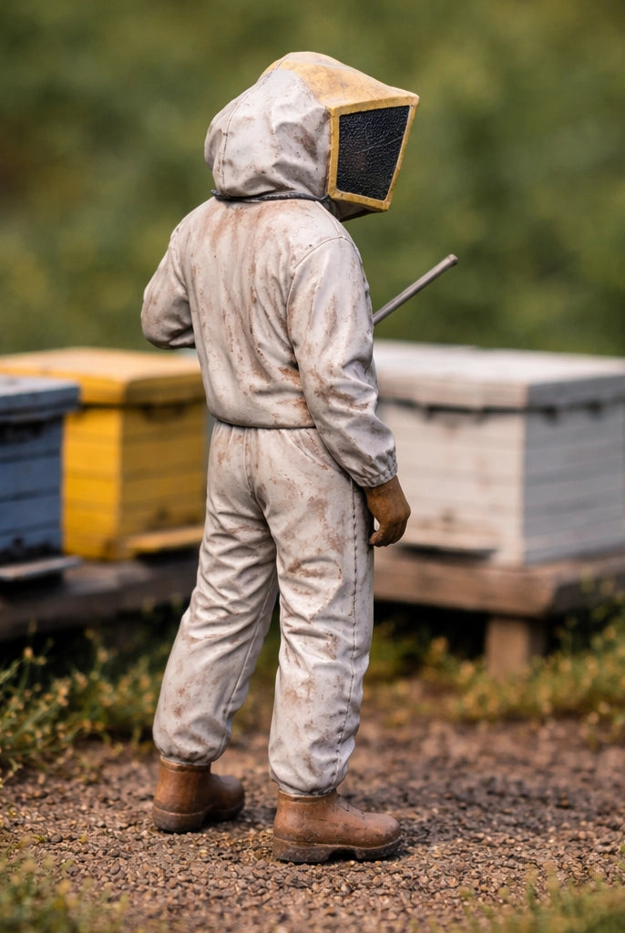 Apiary Beekeeper | Grey Resin Farm Diorama Figurine