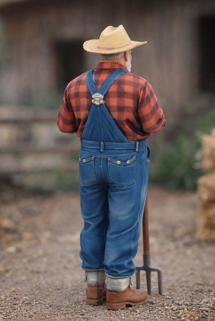 Veteran Farmhand | Grey Resin Farm Diorama Figurine