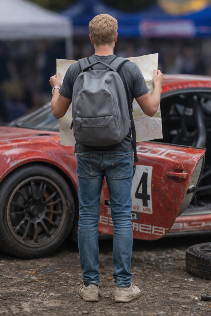 Lost Navigator Race Fan | Grey Resin Slot Car Diorama Figurine