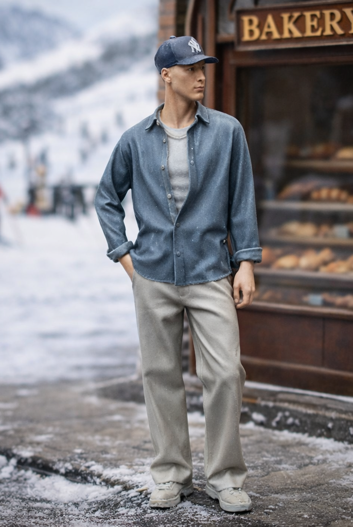 Modern Village Local in Open Flannel & Chinos | Resin Figurine