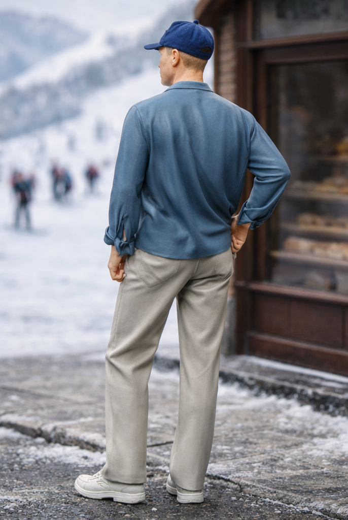 Modern Village Local in Open Flannel & Chinos | Resin Figurine