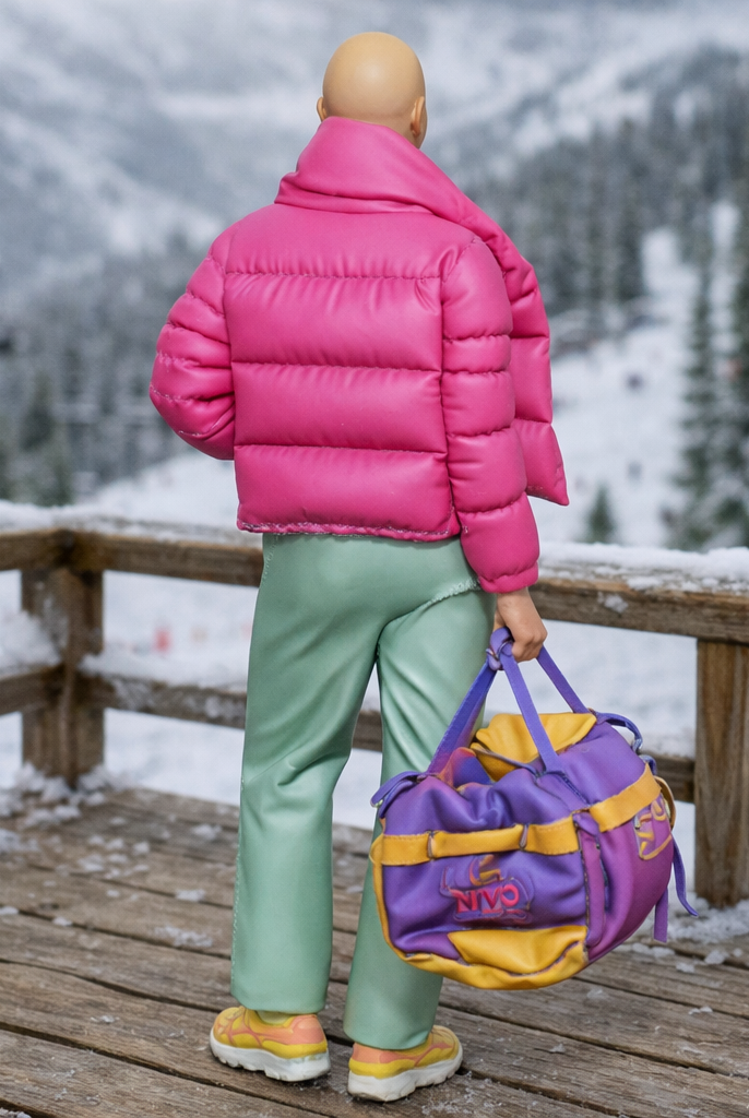 Avant-Garde Tourist in Puffer Jacket & Joggers | Resin Figurine