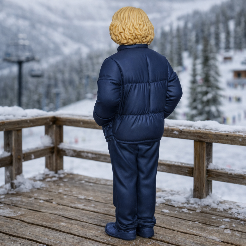 Junior Alpine Tourist in Puffer Jacket | Resin Figurine