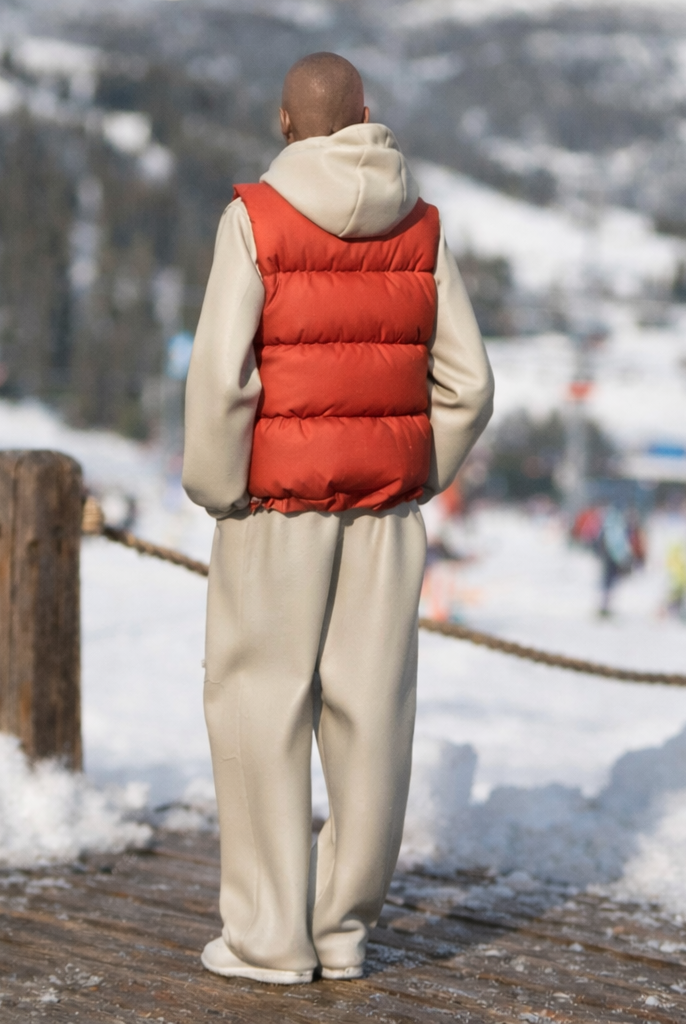 Avant-Garde Tourist in Puffer Vest & Tracksuit | Resin Figurine
