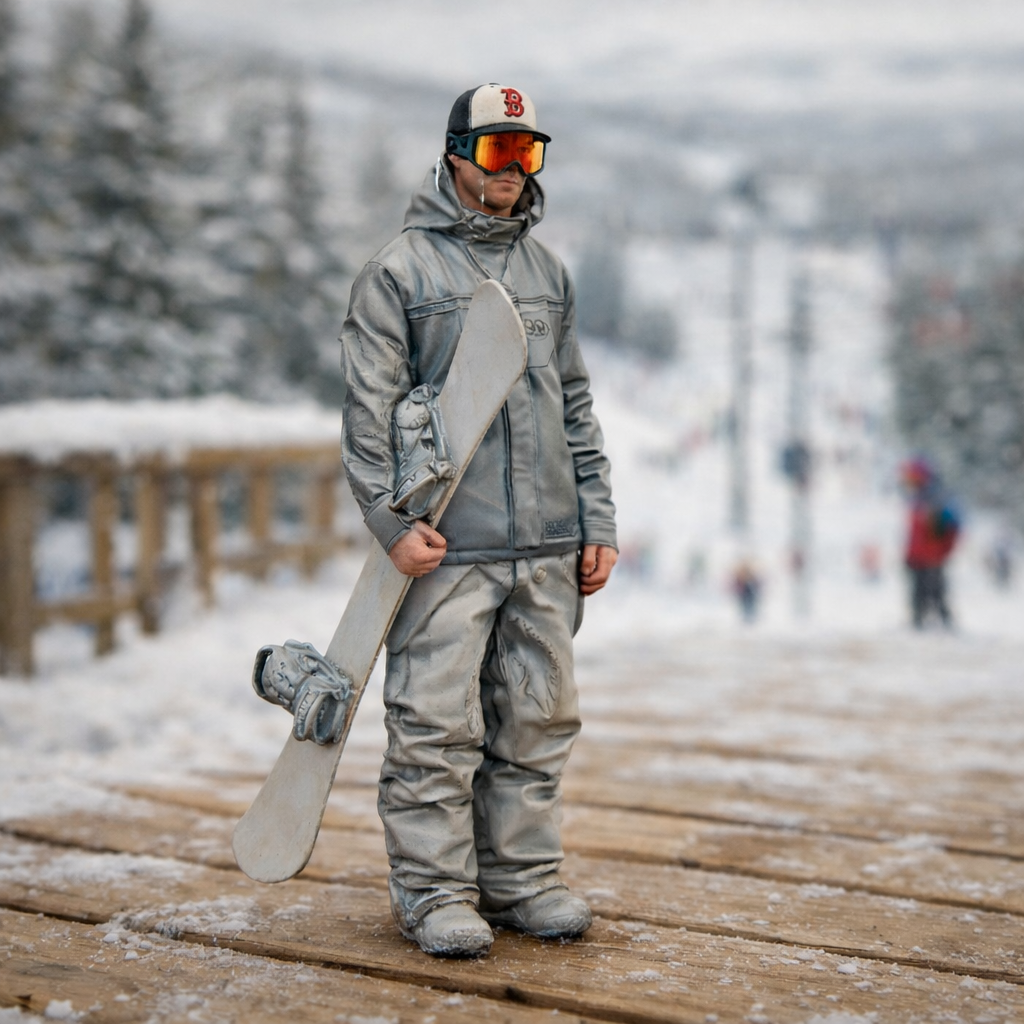 Freestyle Snowboarder in Oversized Tech-Wear | Resin Figurine