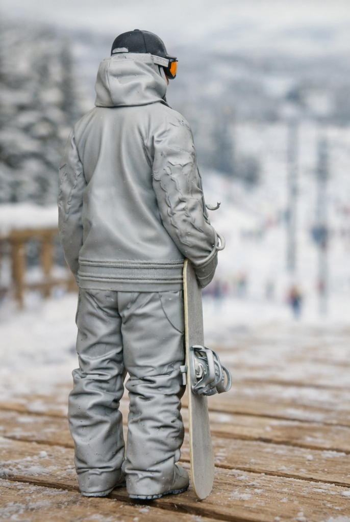 Freestyle Snowboarder in Oversized Tech-Wear | Resin Figurine