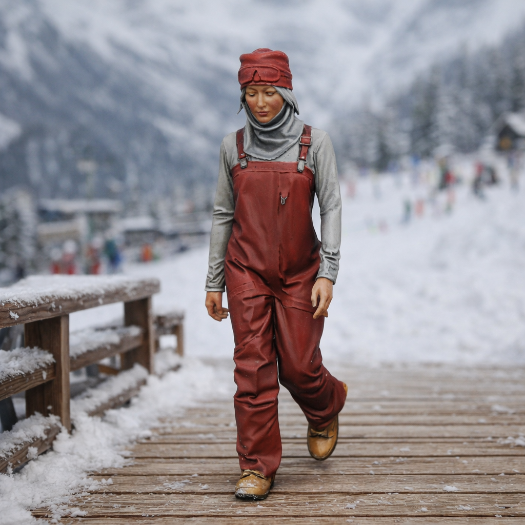 Pro Alpine Specialist in Heavy-Duty Salopettes | Resin Figurine
