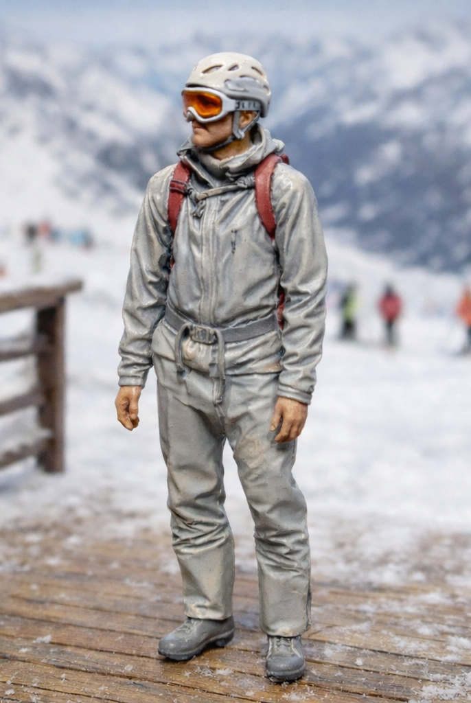 Modern Peak Skier in Technical Softshell Suit | Resin Figurine