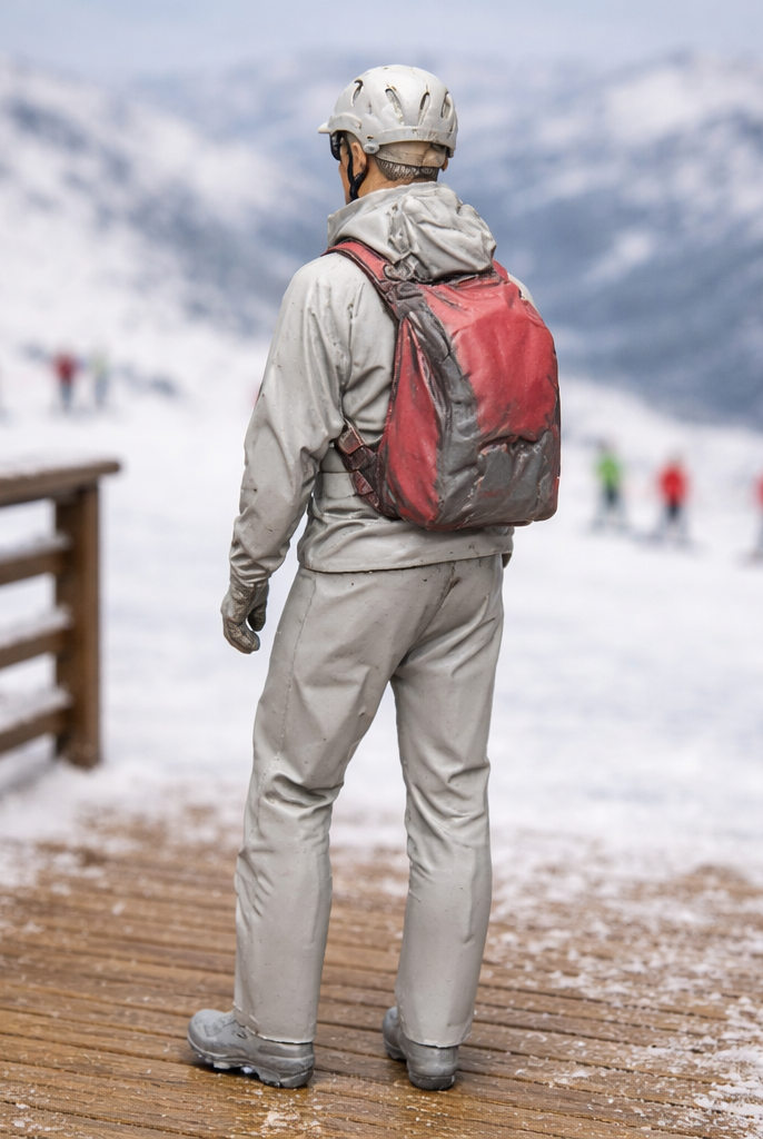 Modern Peak Skier in Technical Softshell Suit | Resin Figurine